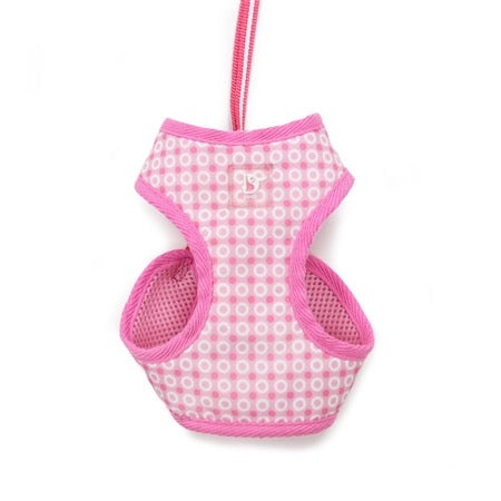 easy go harness and leash set - pink dots