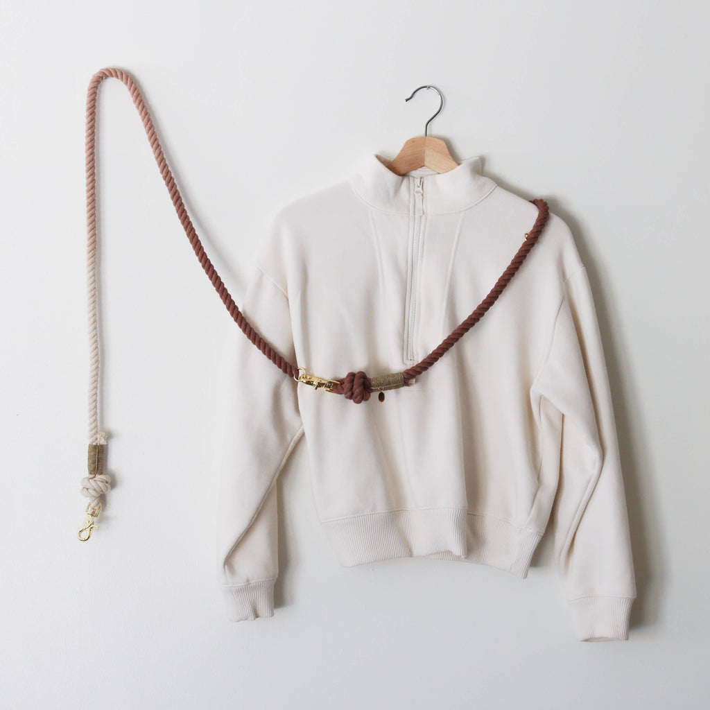 hands-free rope leash - 'cafe con leche'