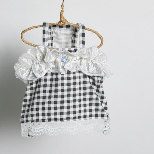 gingham ruffle dress - black - last one!
