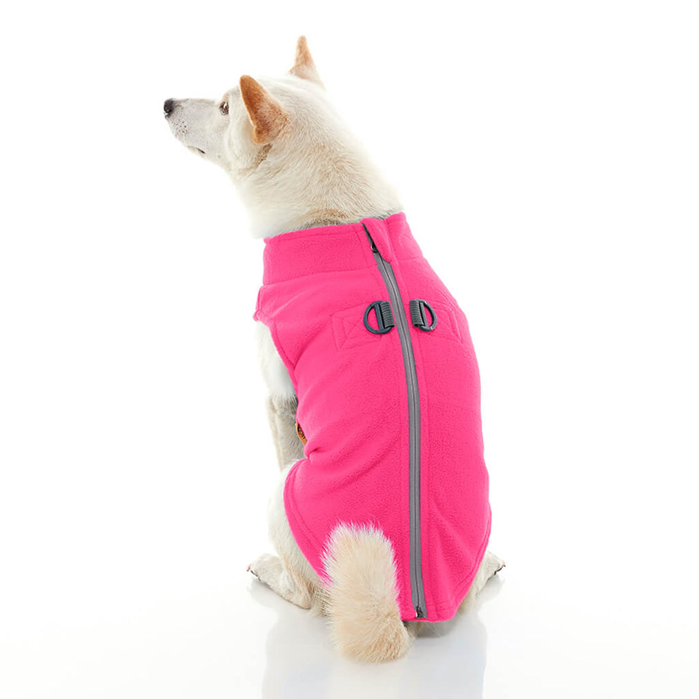 zip-up fleece vest - pink