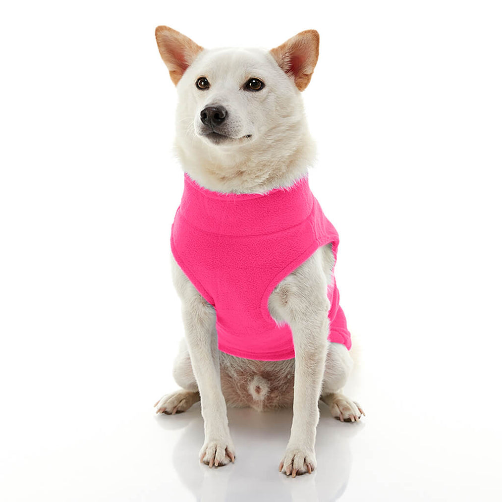 zip-up fleece vest - pink