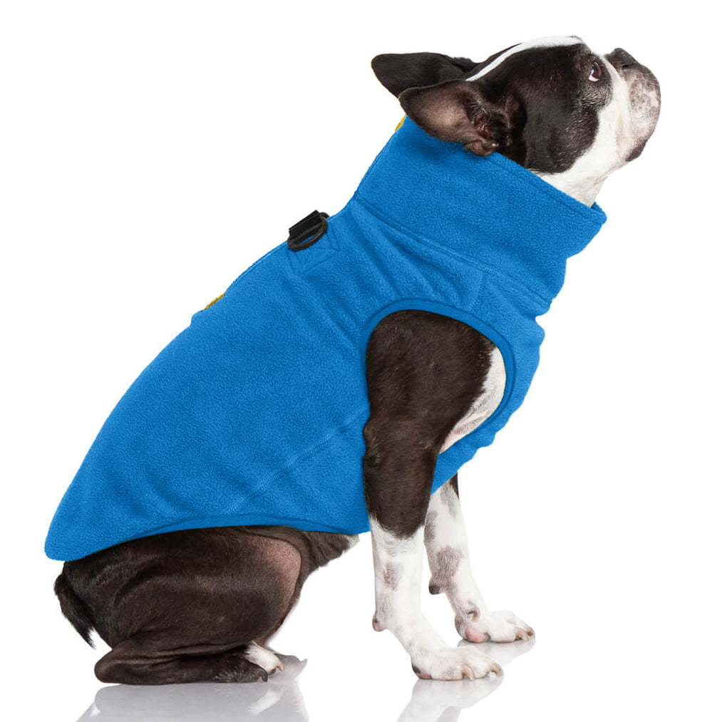 half zip-up fleece vest - blue