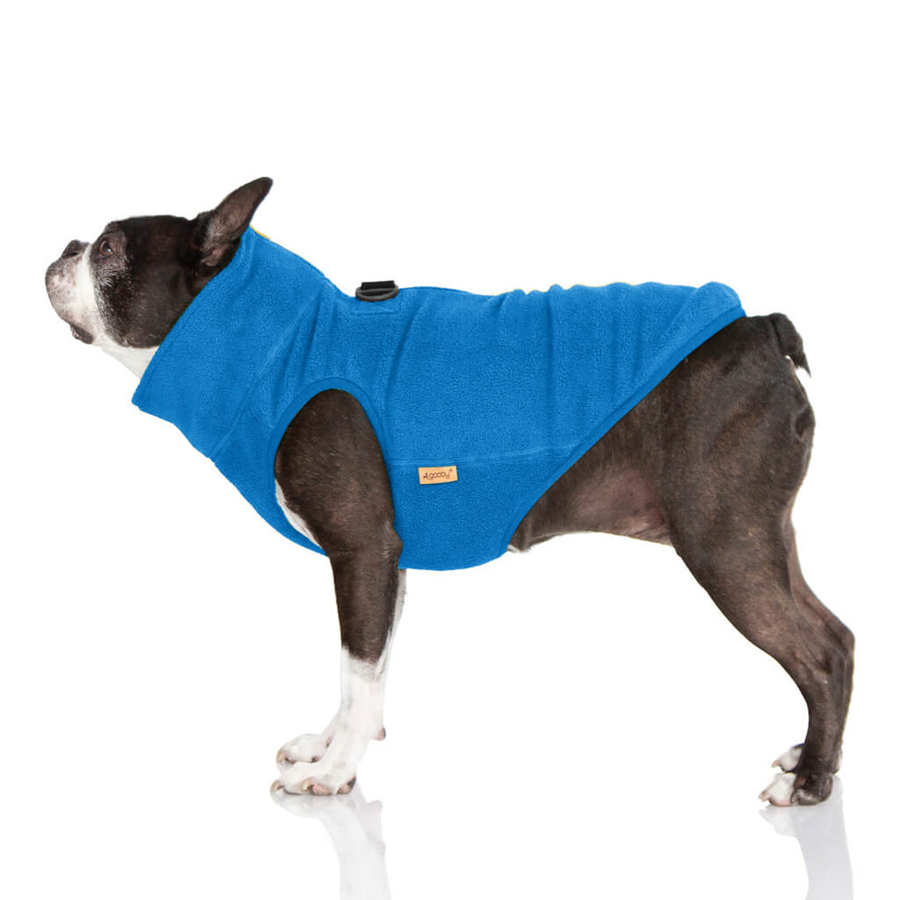 half zip-up fleece vest - blue