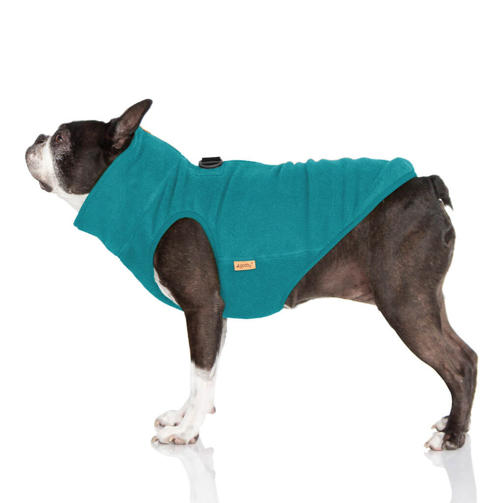 half zip-up fleece vest - turquoise
