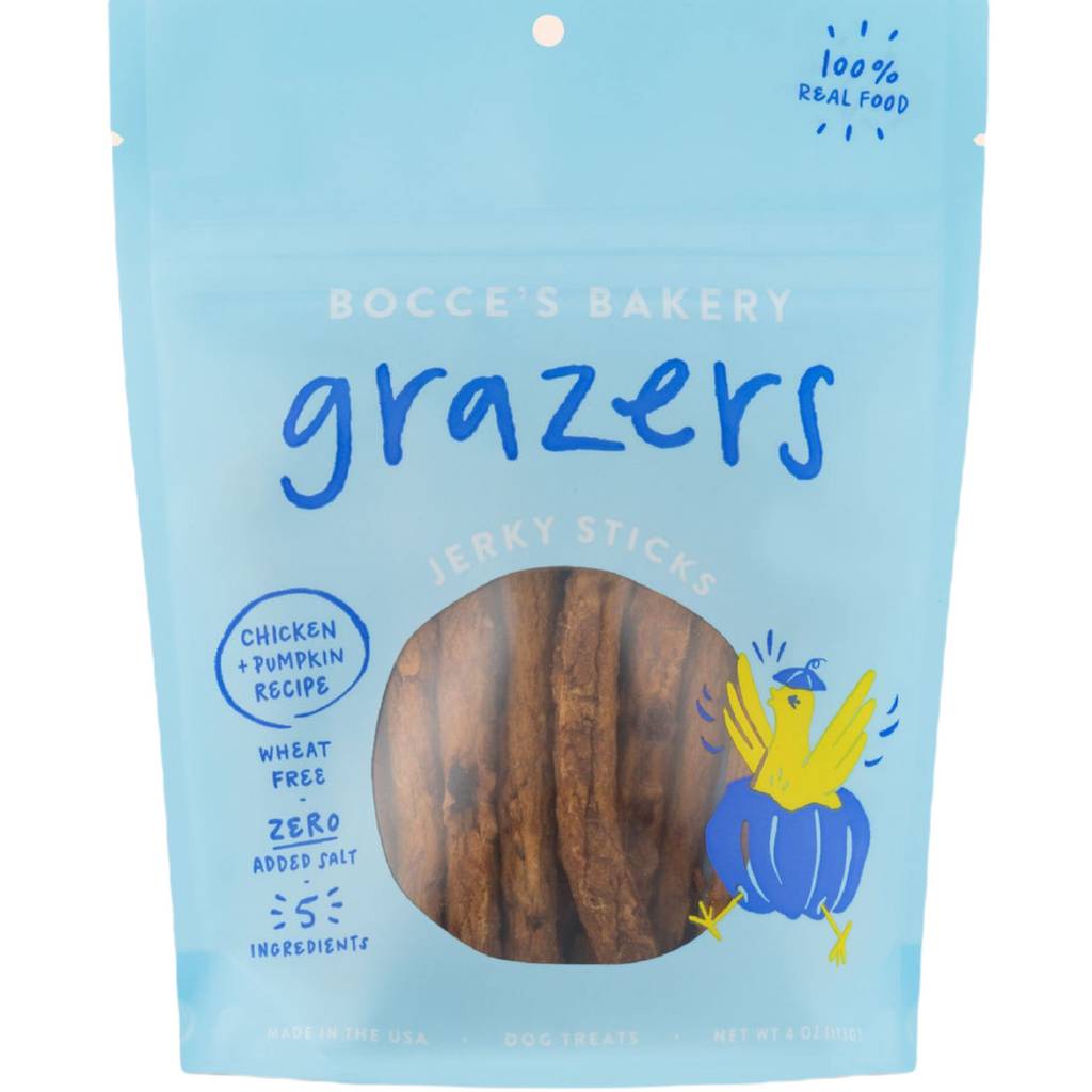 bocce's bakery - chicken grazers jerky sticks (4 oz)