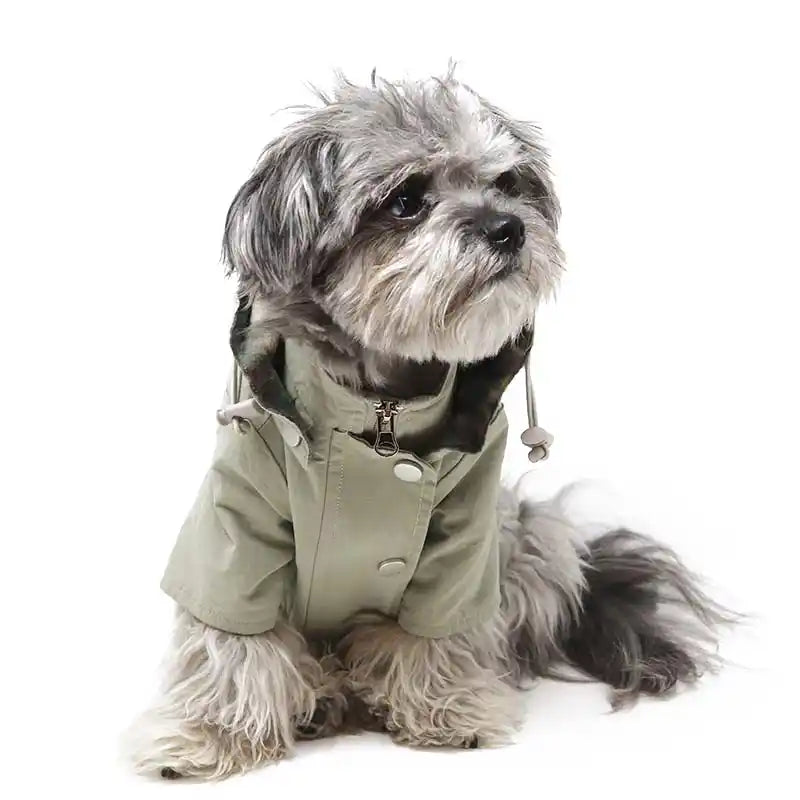 fleece-lined rain jacket - moss green