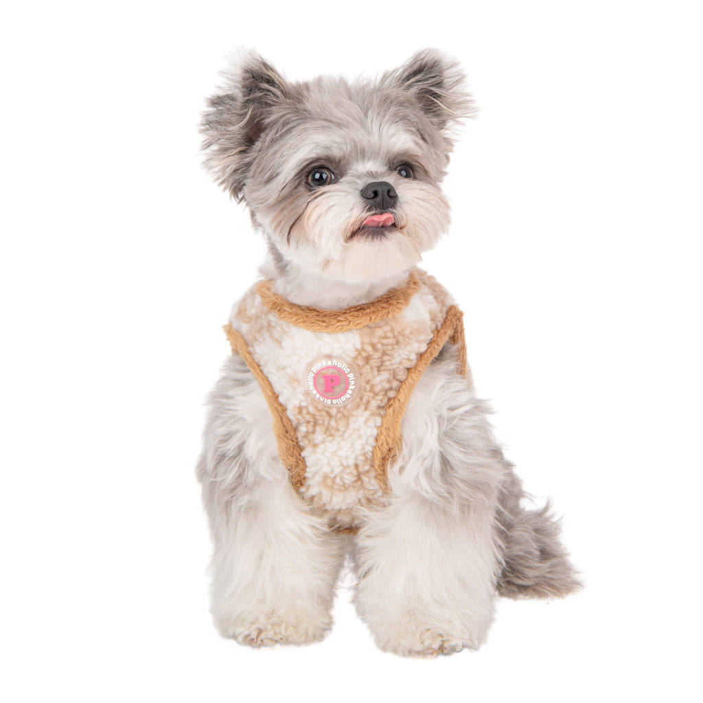 chyanne fluffy vest harness - beige - last one!