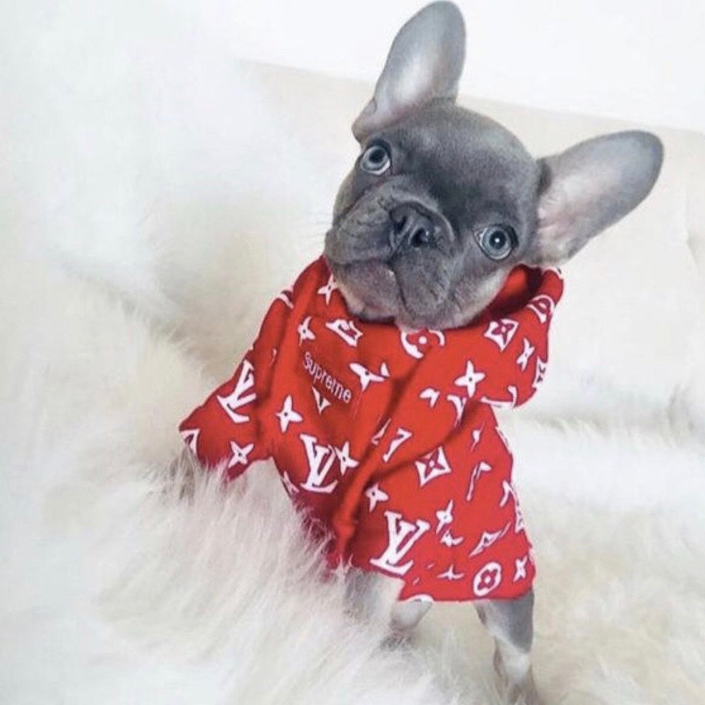 red love me dog hoodie