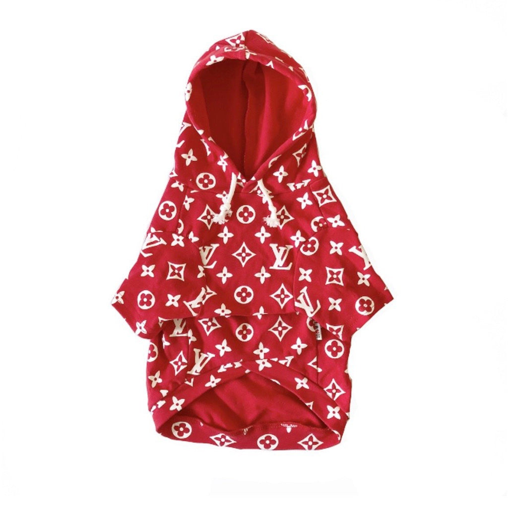 red love me dog hoodie