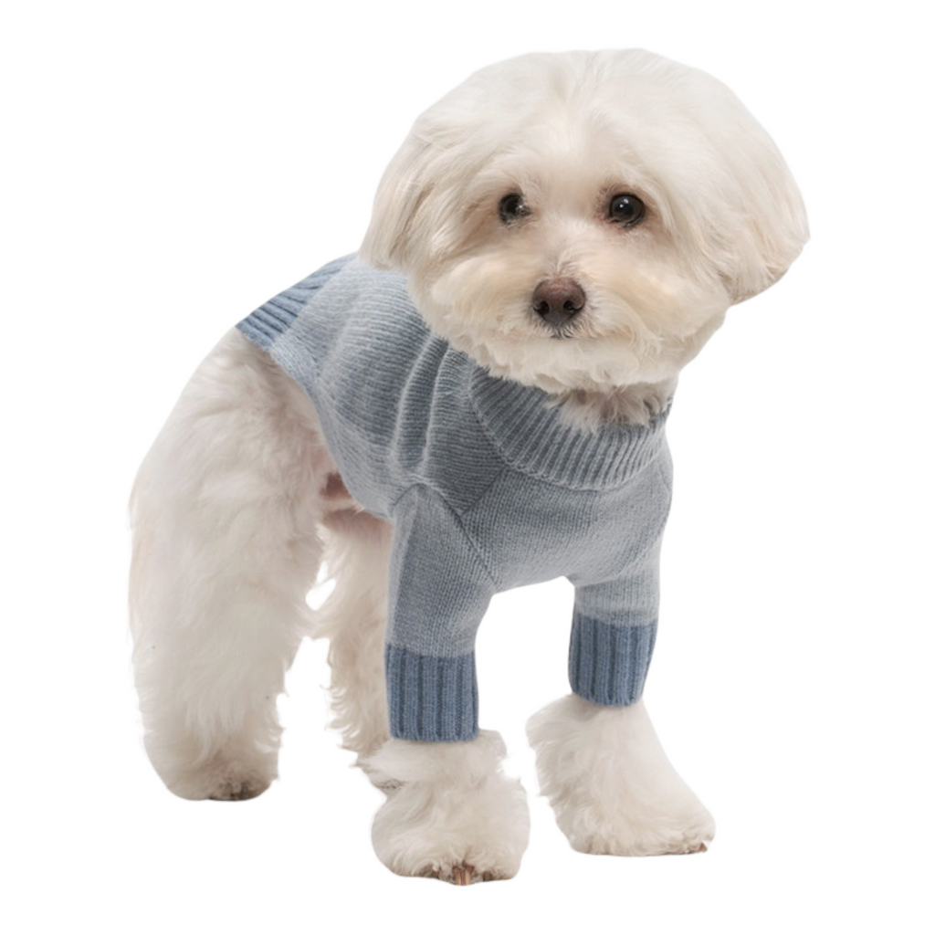 lambswool knit sweater - blue