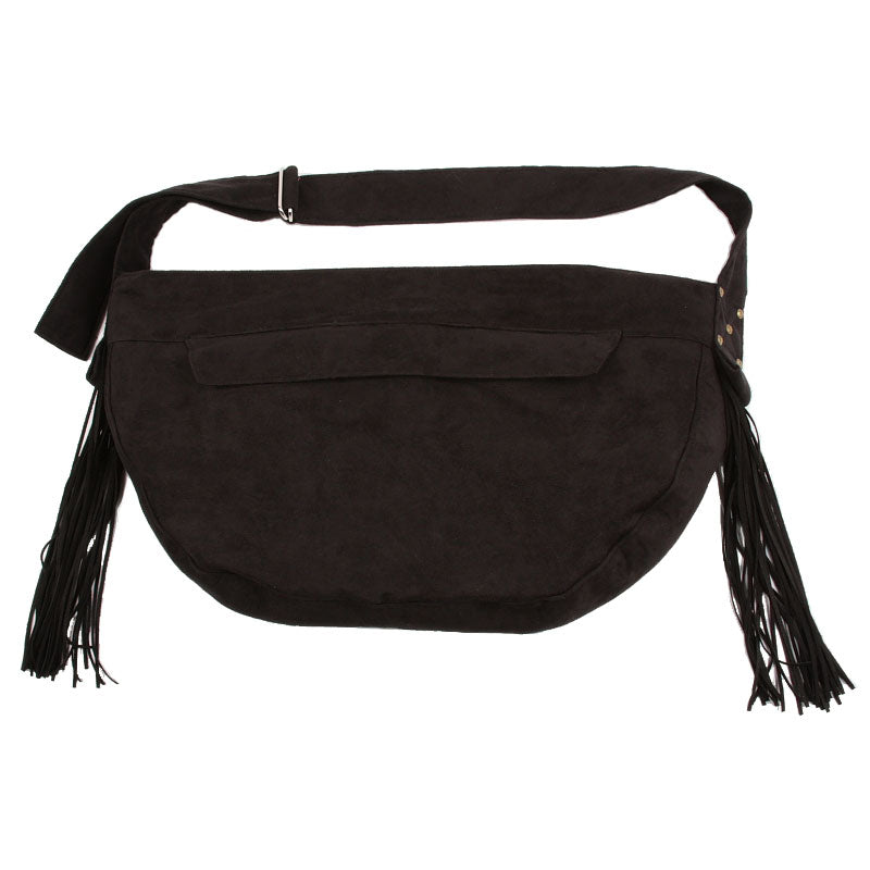 fringe cuddle carrier with studs - black with black curly sue