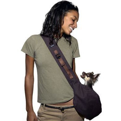 messenger pouch carrier - chocolate barking babies