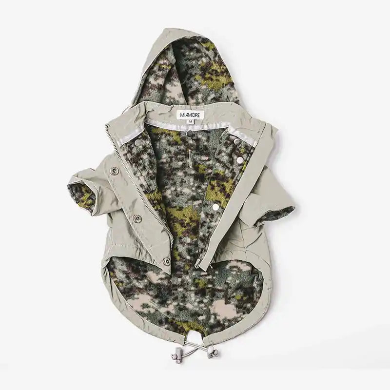 fleece-lined rain jacket - moss green