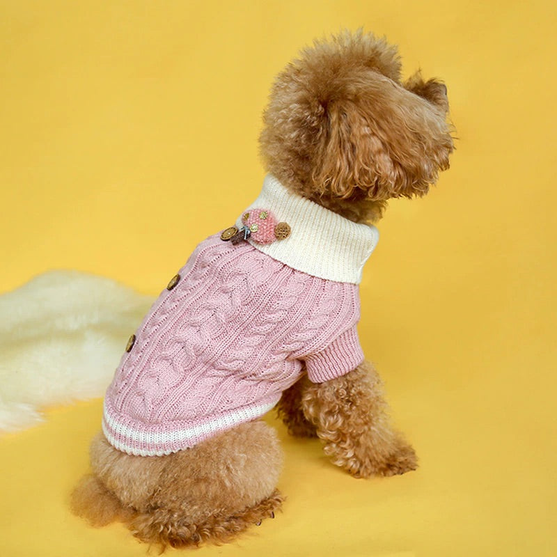 mushroom knit sweater - pink - last one!