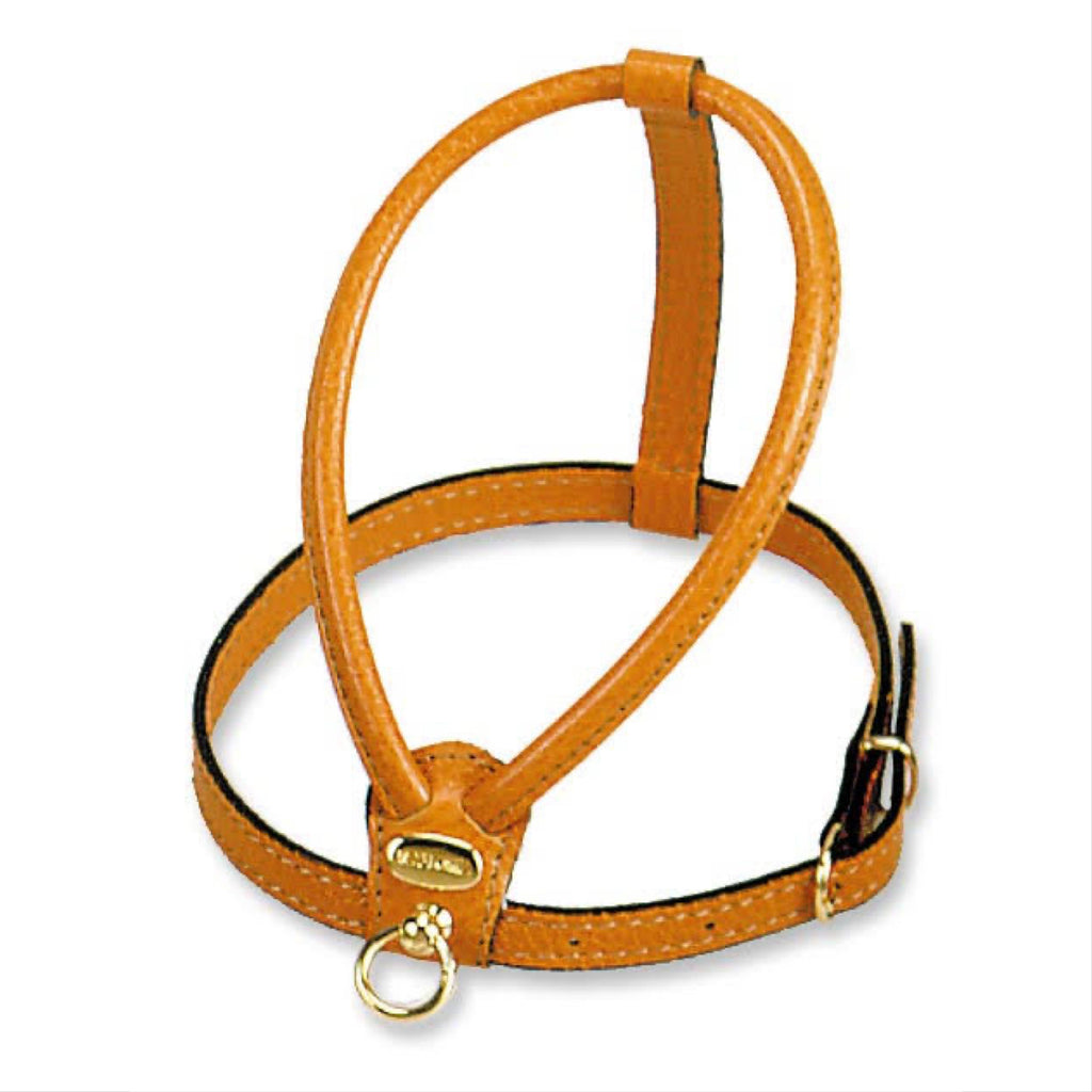 italian leather harness - orange