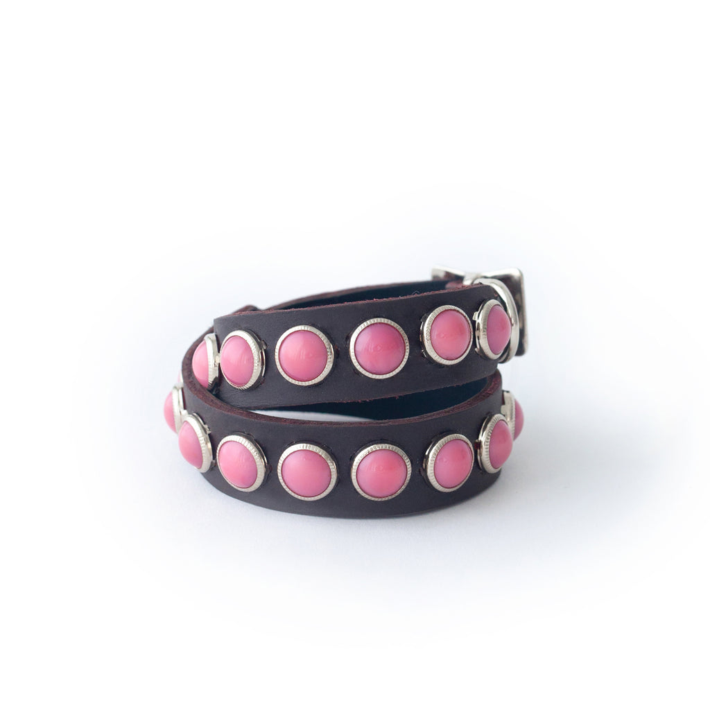single row pink on chocolate