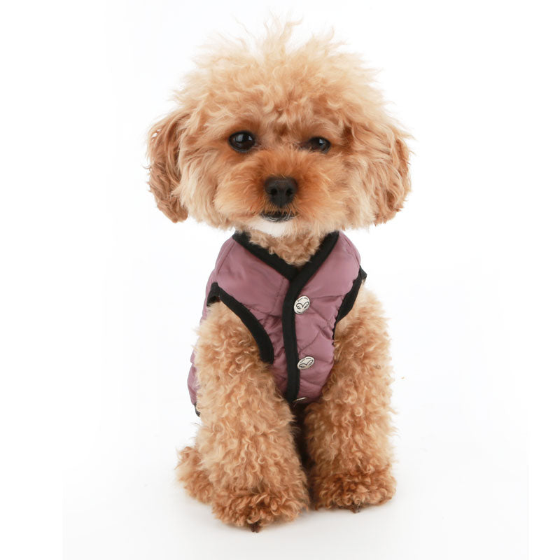 snap padded vest - mauve