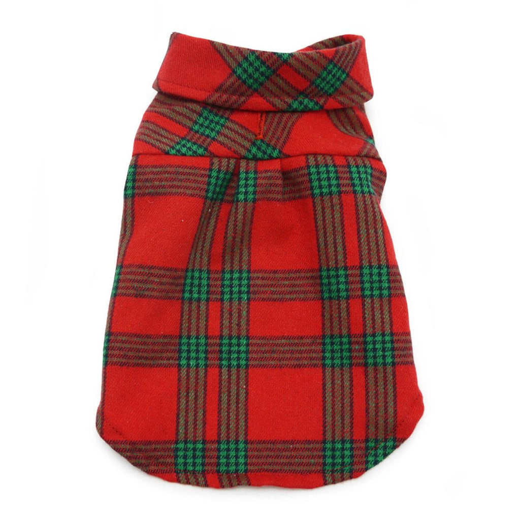 red plaid flannel button down shirt