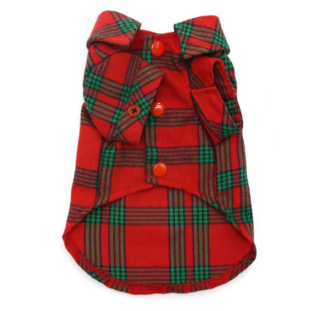 red plaid flannel button down shirt