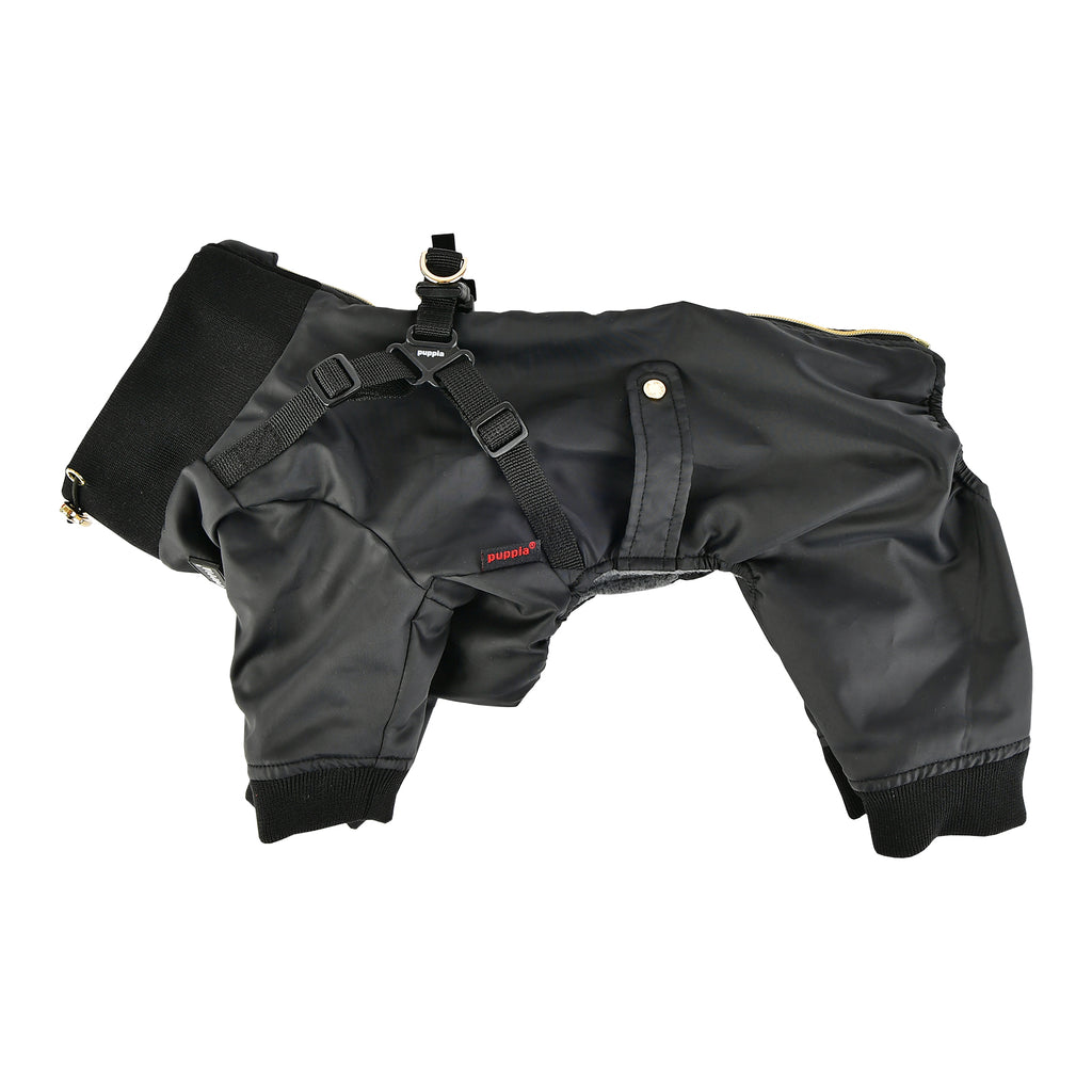 garnet fleece jumpsuit with harness - black