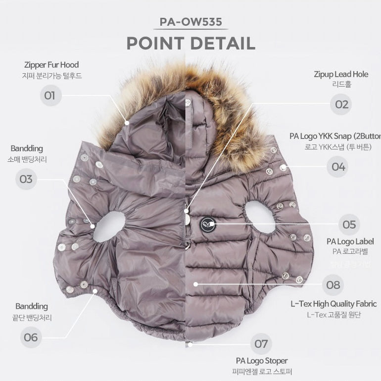 double down vest with faux fur hood - ivory - last one!