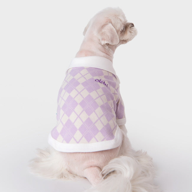 argyle knit sweater - purple
