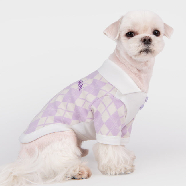 argyle knit sweater - purple