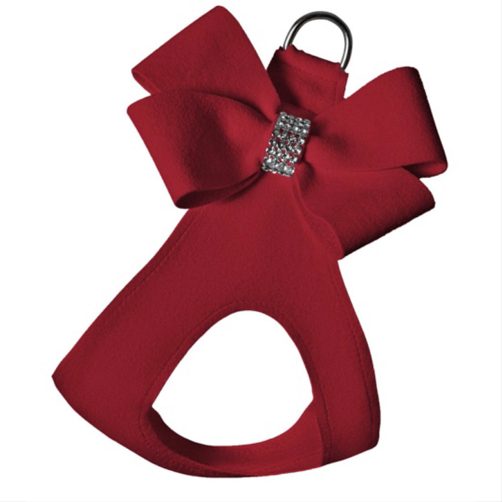 ultra-suede step in bow harness  - red