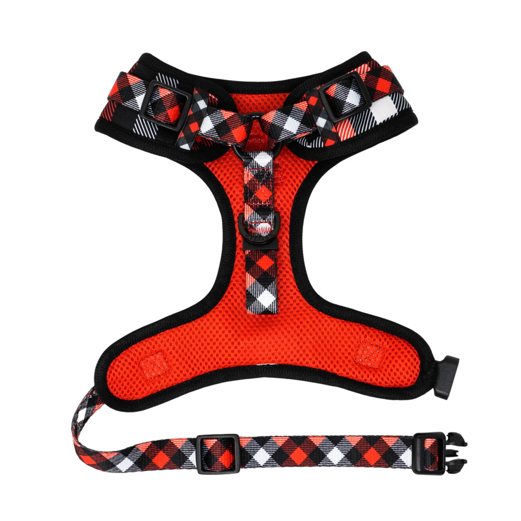 red plaid adjustable harness
