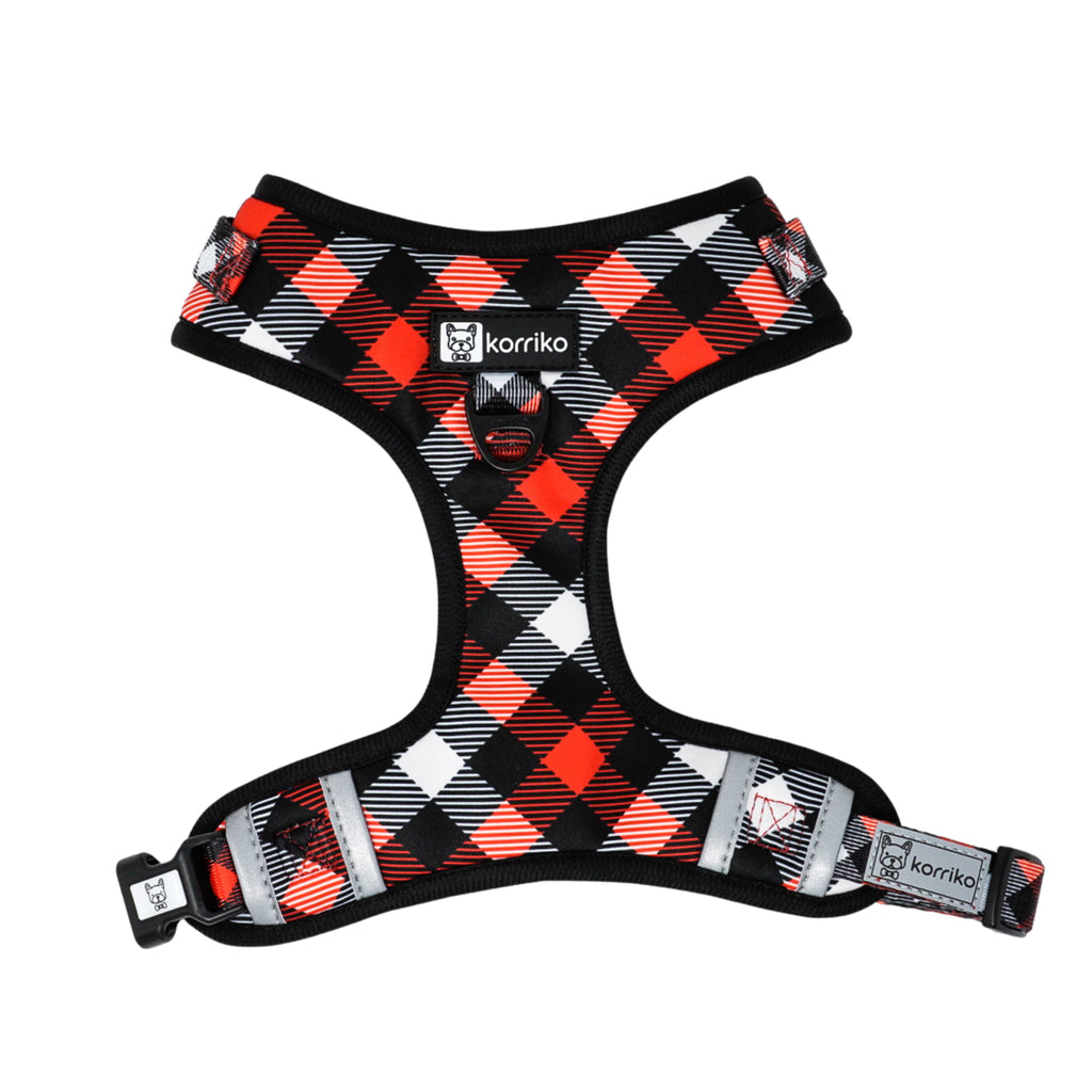 red plaid adjustable harness
