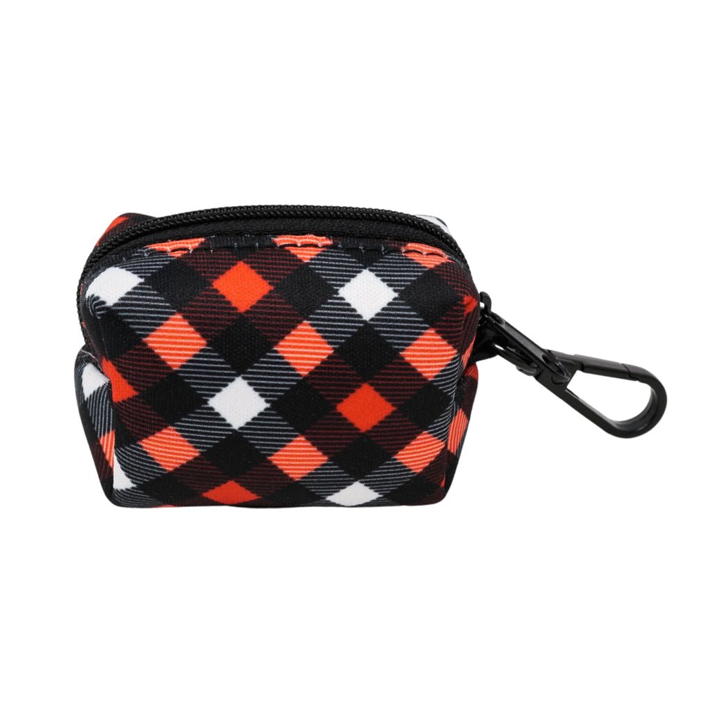 red plaid bag holder