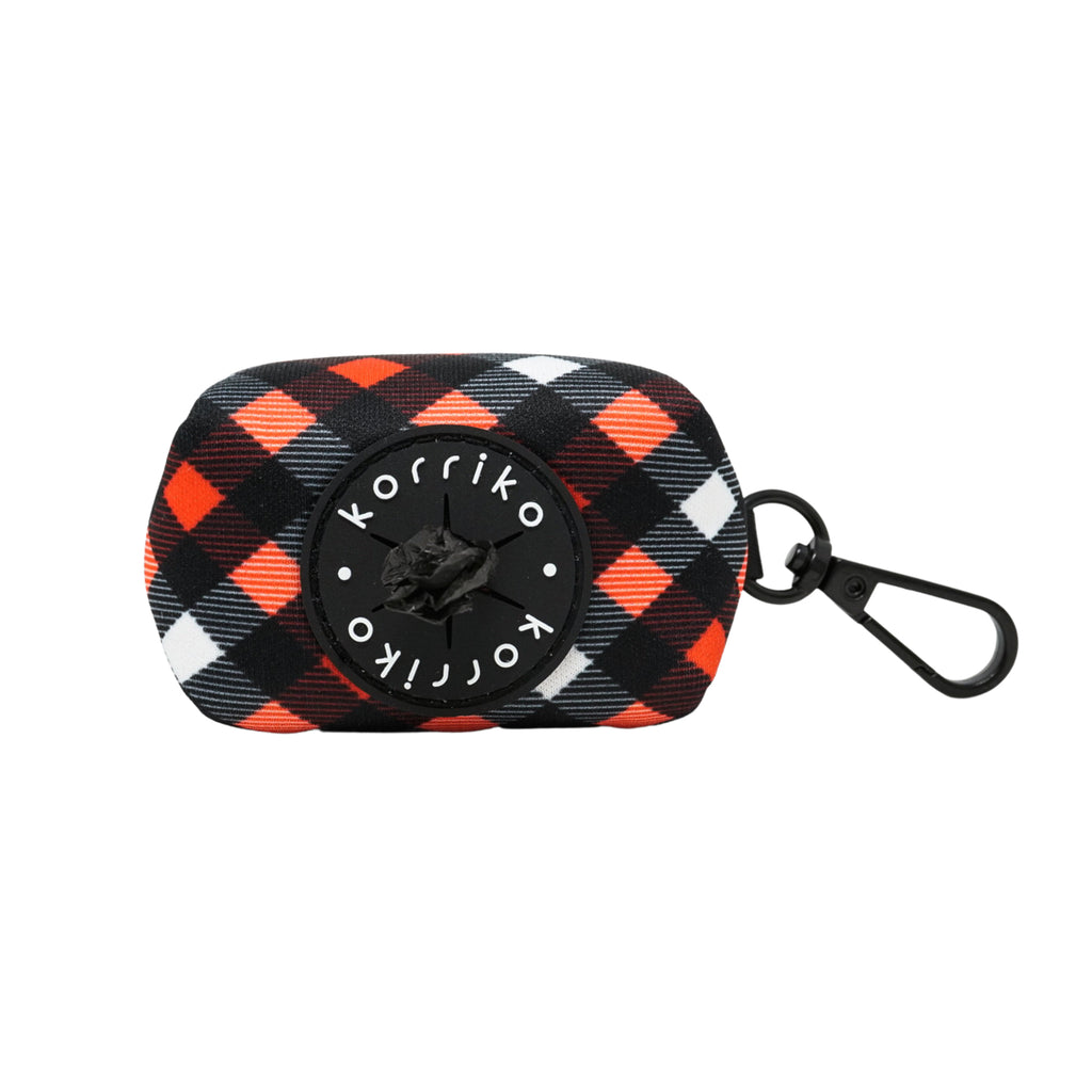 red plaid bag holder