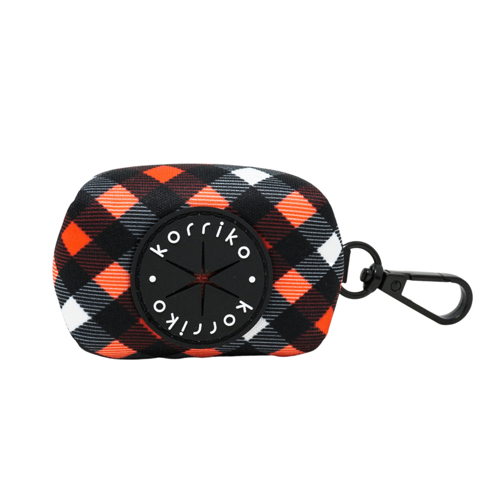 red plaid bag holder