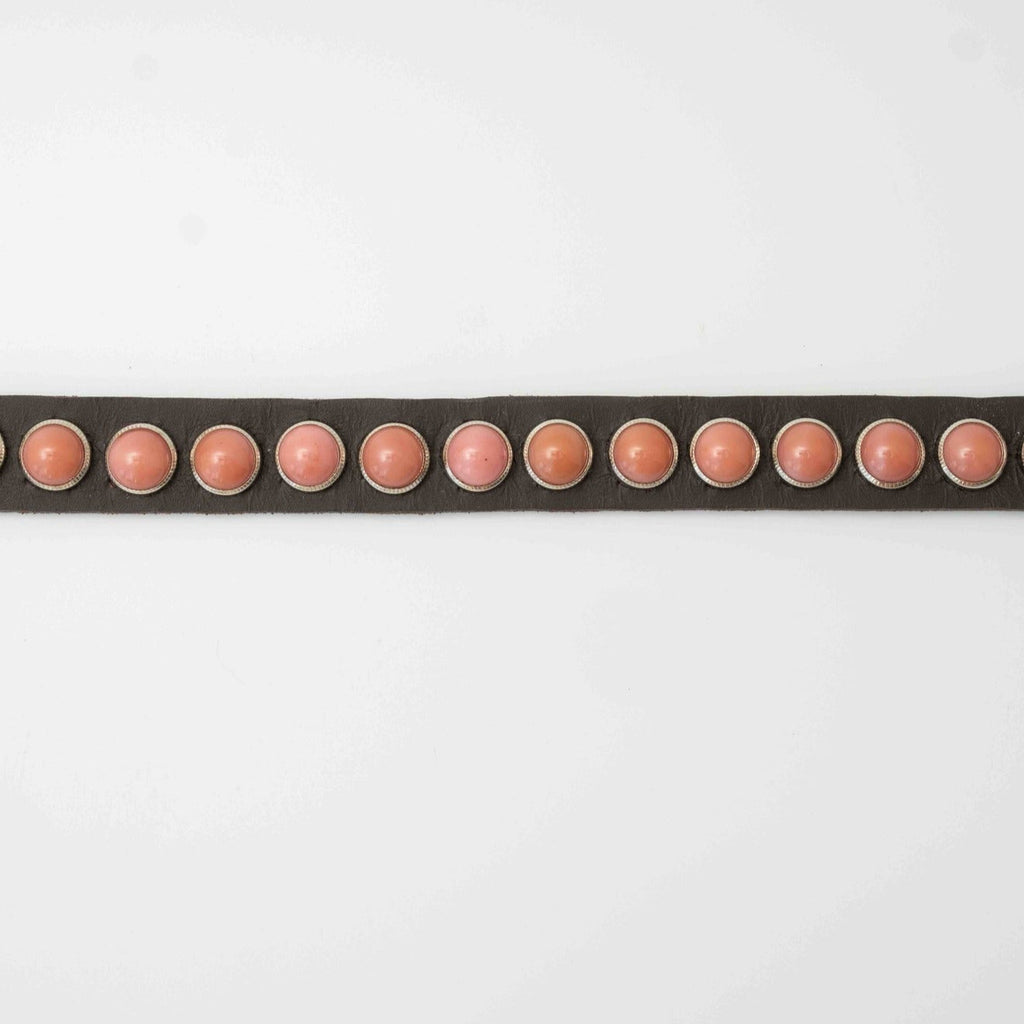 single row pink on chocolate