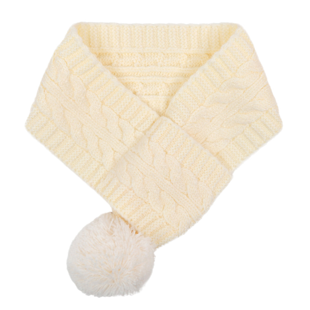 olchi knit hat with scarf - ivory