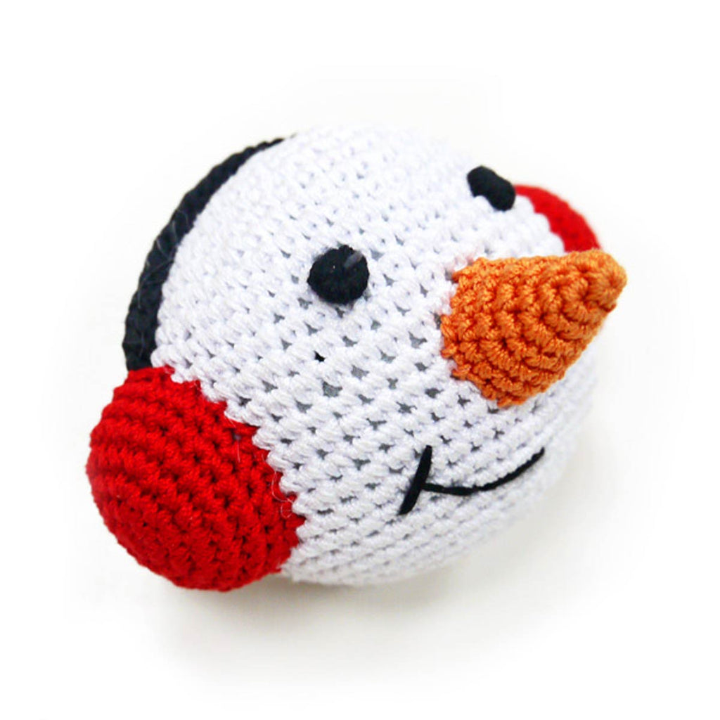 snowman crochet squeaker toy