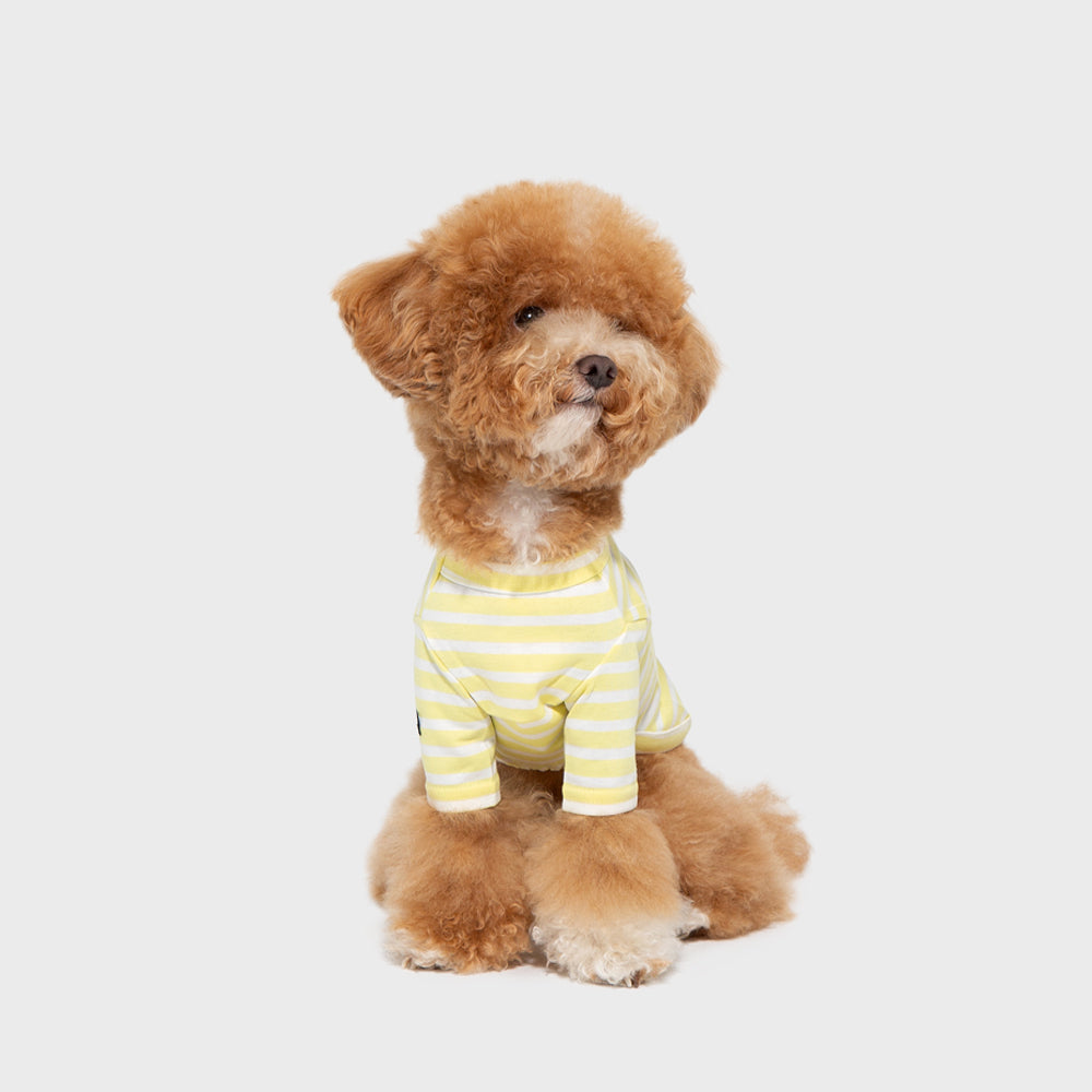 striped cotton tee - lemon