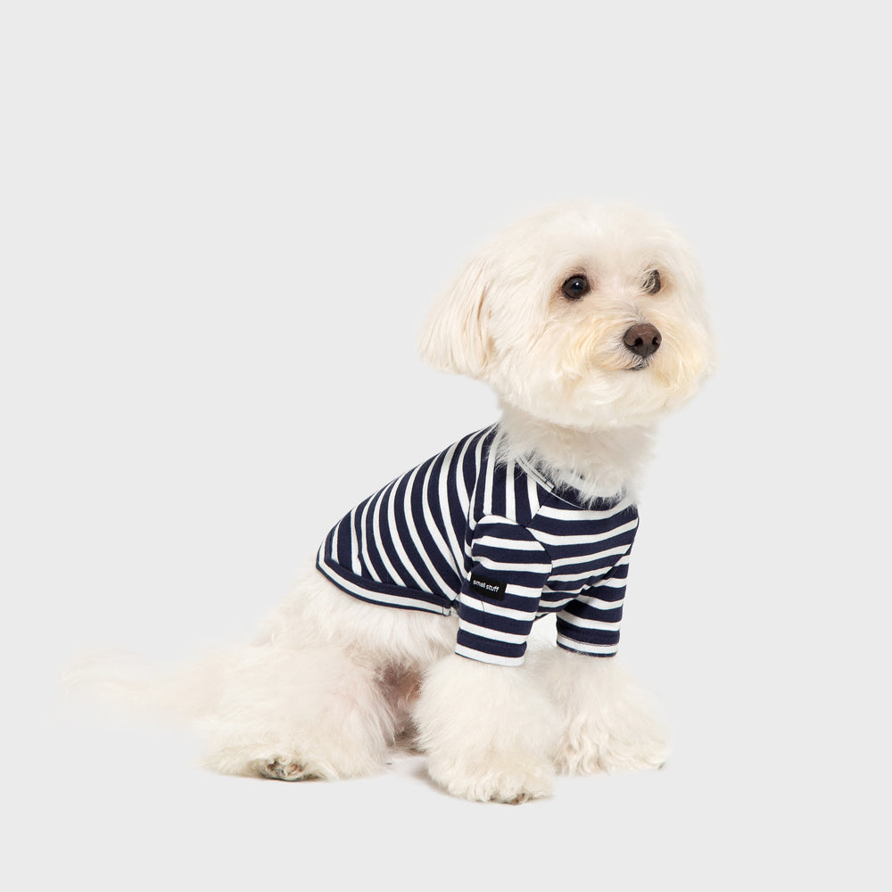 striped cotton tee - navy blue