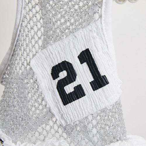 ruffle tennis skirt - silver/white