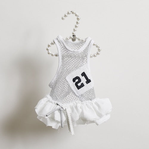 ruffle tennis skirt - silver/white