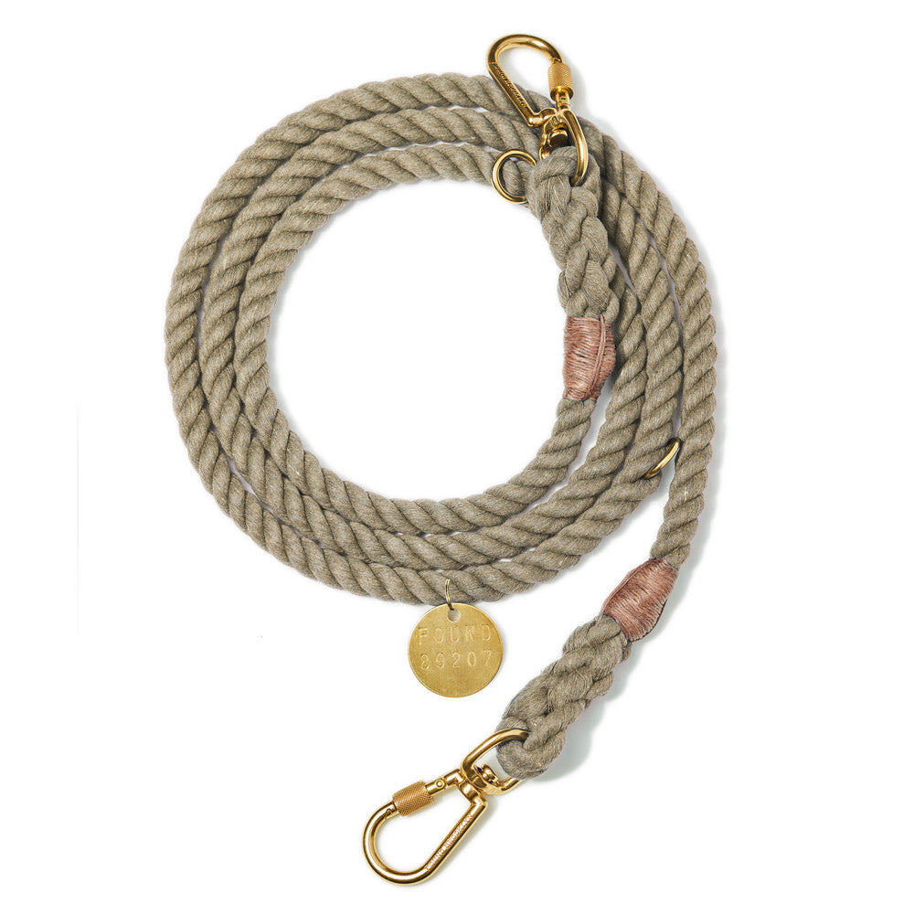 dark tan up-cycled adjustable rope leash