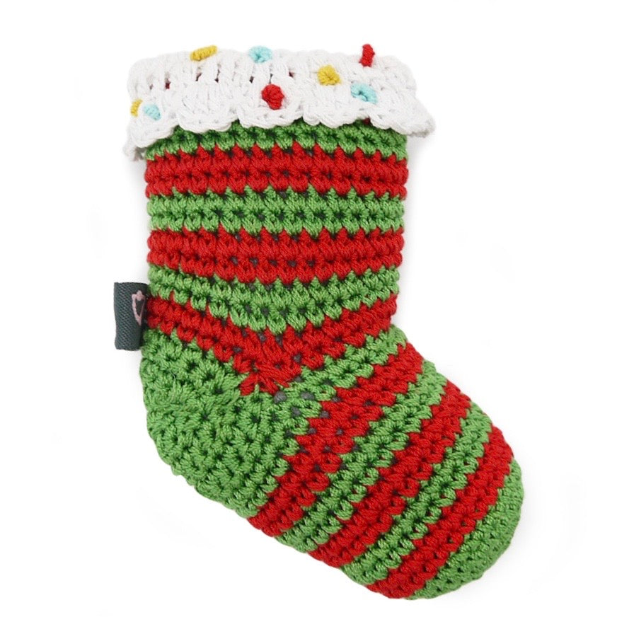 christmas stocking crochet squeaker toy