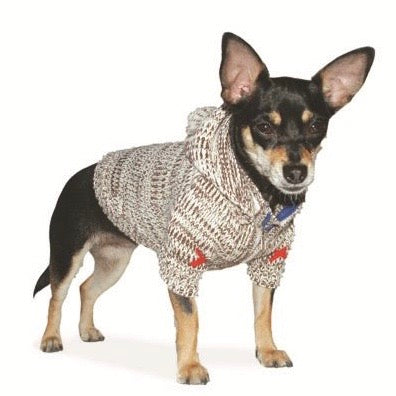 zippered hoody sweater - brown